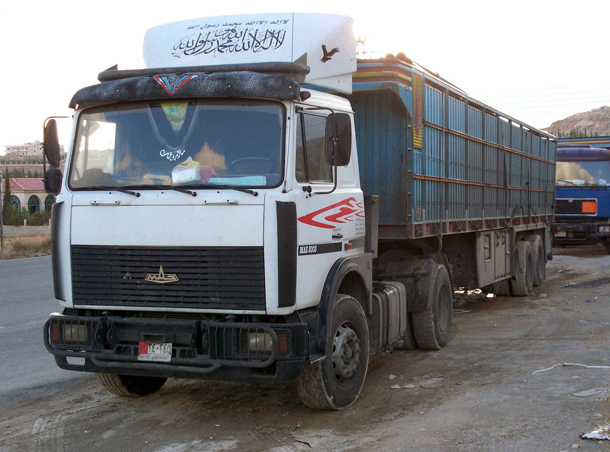 A humantarian aid lorry in Syria.